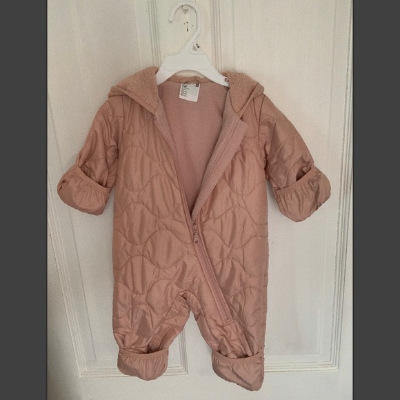 Pink Teddy Bear Padded fleece lined One Piece winter Suit, NWT, 3-6 Months - Picture 3 of 6